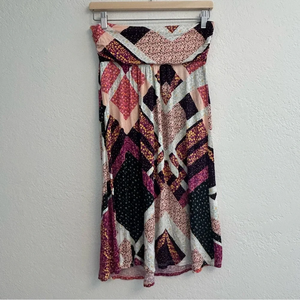 Esmara Boho Abstract Print Wrap Midi Skirt Women’s Size M Pink Black Festival - Picture 3 of 4